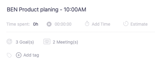 Access related goals and meetings in activity detail