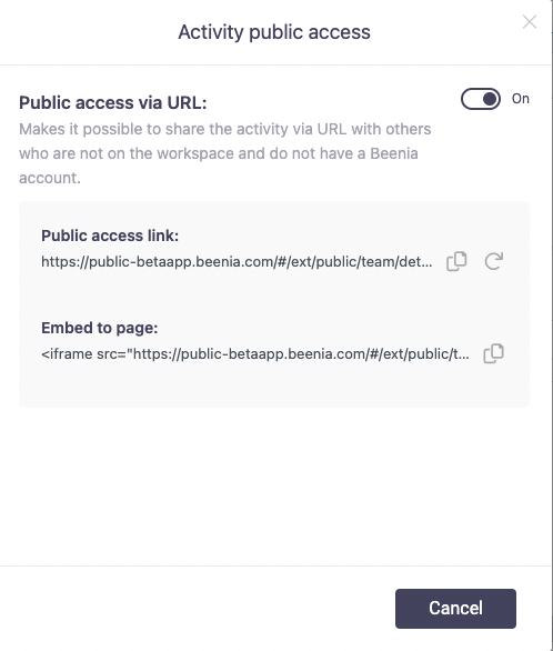 Create shareable links for activities