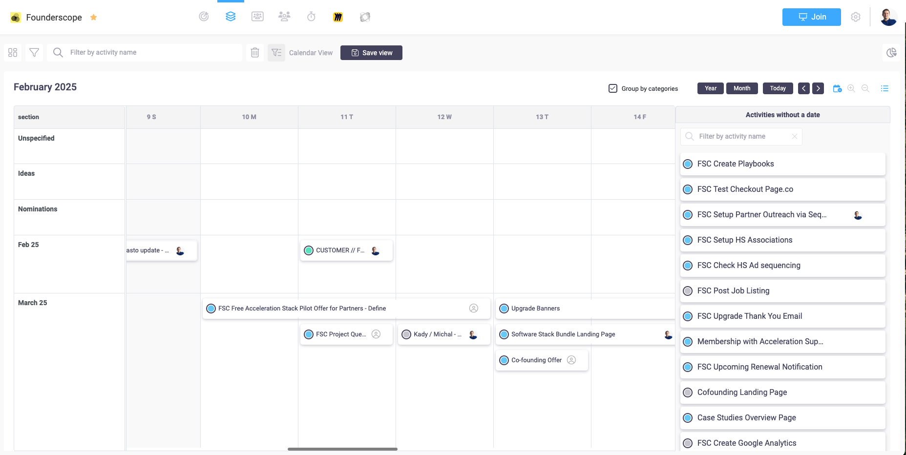 beenia timeline view